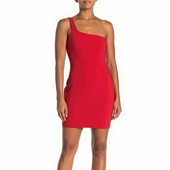 NWT Likely Maisey One Shoulder Bodycon Mini Dress Scarlet Red Size 4 - Picture 2 of 14